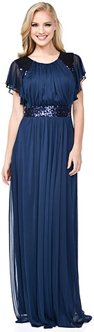 Ruffle Sleeves Long Formal Bridesmaid Dress with Sequins. 11444.