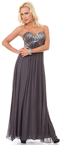 Strapless Sequins Bust Long Formal Bridesmaid Dress