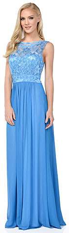 Scalloped Boat Neck Lace Long Formal Bridesmaid Dress.