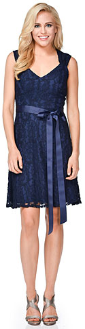 V-Neck Lace Short Graduation Graduation Dress with Belt. 11462.