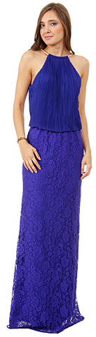 Halter Neck Pleated Blouson Top Long Bridesmaid Dress . 11463.