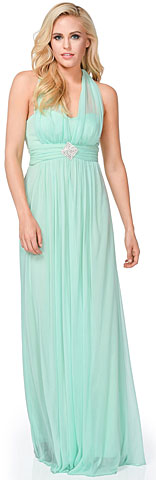 Halter Neck Empire Waist Long Formal Formal Dress. 11468.