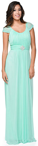 Scoop Neck Broad Straps Shirred Long Formal Formal Dress. 11469.