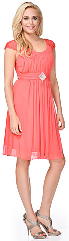 Scoop Neck Broad Shirred Short Bridesmaid Dress. 11473.