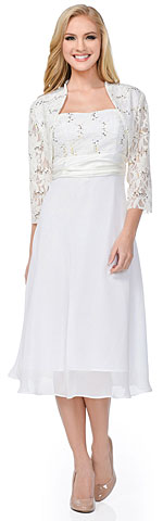 Lace Top Chiffon Skirt Formal MOB Dress with Bolero