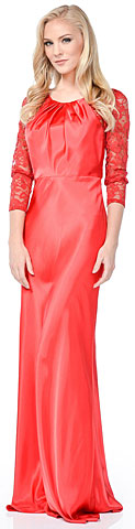 Satin & Lace Cutout Back Formal Bridesmaid Dress