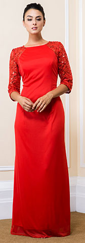 Sequin Lace Sleeves Full Length Formal Bridesmaid Dress