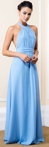Halter Neck Long Formal Maxi Dress with Waist & Neck Tie