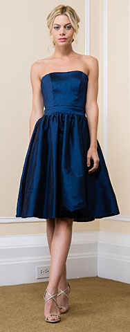 Strapless Solid Color Knee Length Bridesmaid Party Dress