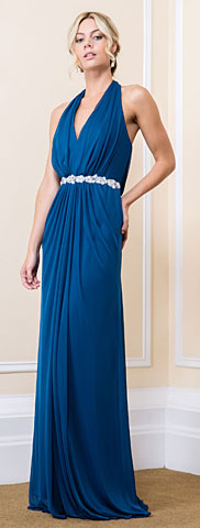 Halter Neck Floral Waist Long Bridesmaid Maxi Dress