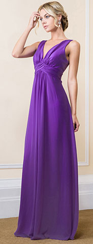 Deep V-Neck Ruched Bust Long Formal Bridesmaid Dress