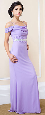 Off Shoulder Cowl Neck Long Bridesmaid Evening Dress