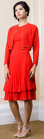 Calf Length Two Piece MOB Dress with Embellished Jacket