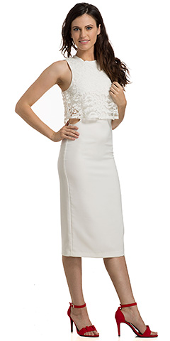 Lace Sheath Top Tiered & Fitted Cocktail Party Dress