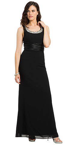 Rhinestones U-Neck Sleeveless Formal Evening Gown.