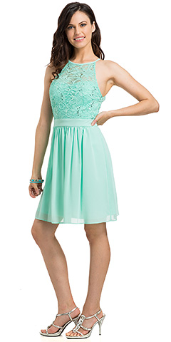 Sleeveless Sequins Lace Top A-line Bridesmaid Party Dress