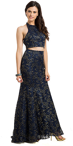 Lace Halterneck Mermaid Evening Gown. 11777.