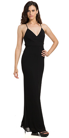 Spaghetti Straps V-neck Lace Cutout Back Cocktail Dress