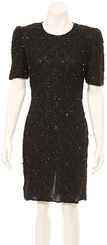 Flower Designed Fully Sequined Cocktail Dress