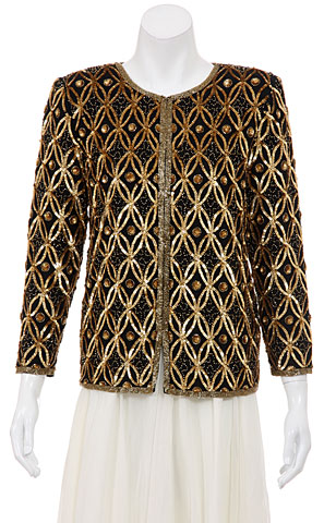 Patterned Leaves Beaded Design Long Jacket