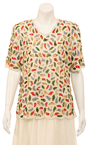 Petal Sequined Short Sleeved Blouse