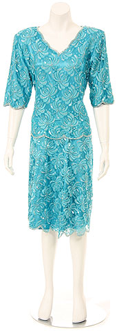 V-Neck Beaded Lace 2 Formal Dress