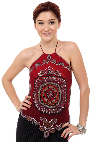 Halter Neck Sequin Beaded Top