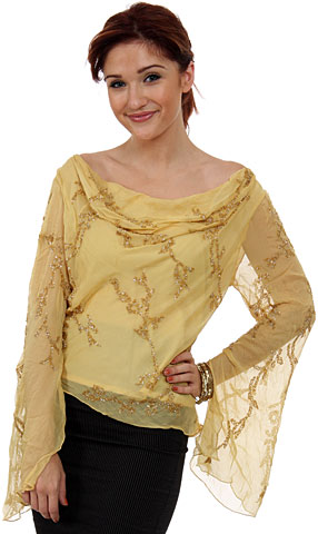 Loose Fitting Formal Beaded Blouse