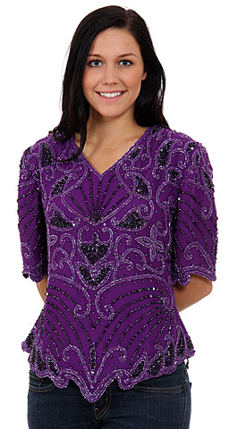 Rain and Flares Hand Beaded/Sequined Blouse