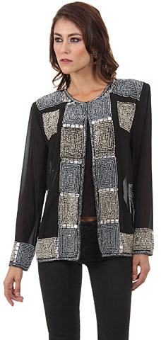 Boxy Beading Full Sleeves Short Sheer Jacket