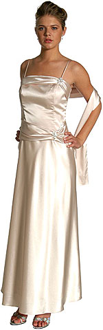 Full Length Satin Brooch Formal Dress