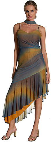 Two Tone Asymmetric Cocktail Dress. 13668.