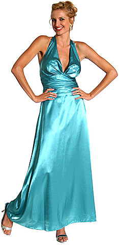 Halter Neck Polysatin Long Formal Dress. 13730.