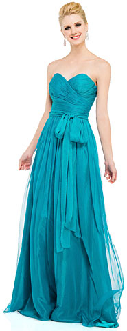 Strapless Sweetheart Neck Chiffon Long Formal Dress . 16075.