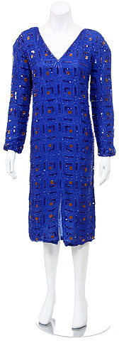 Tea Length Full Sleeves Pull Over Dress with Front Slit