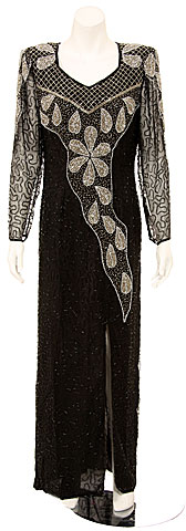 Petal Designed Long Sleeve Evening Gown