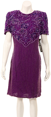 Tea Length Sequin Beaded Dress