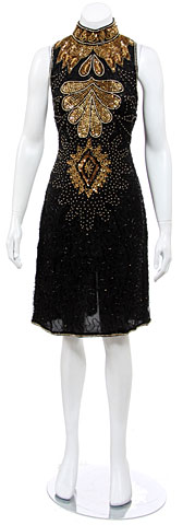 Turtleneck Sleeveless Short Dress with Sequined Bodice. 2537.