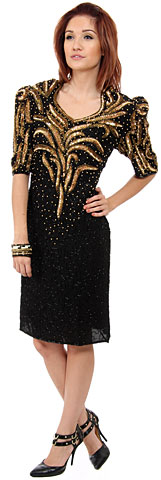 Sequined Tea Length Cocktail Dress