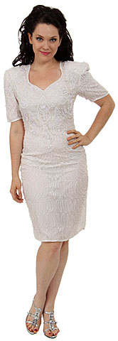 Sweetheart Neck Knee Length Beaded Cocktail Dress
