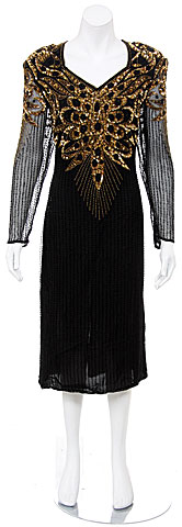 Sunflower Hand Beaded Medium Length Dress
