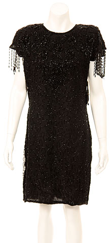 Knee Length Formal Cocktail Dress with Hanging Beads