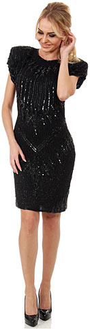 Wide Shoulders Sequined Short Formal Party Dress.. 2628.