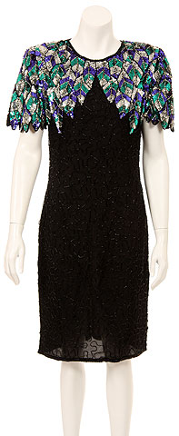 Keyhole Back Knee Length Sequined Formal Party Dress
