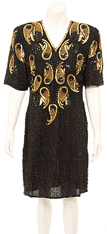 V-Neck Fully Sequined Cocktail Dress