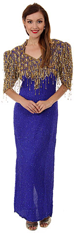 Vintage Look V-Neck Half Sleeves Formal Evening Dress