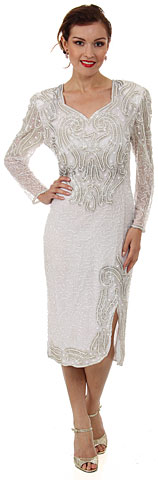 Sweetheart Neck Knee Length Formal Beaded Dress with Keyhole