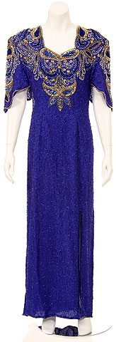 Half Sleeve Full Length Beaded Gown with keyhole back.