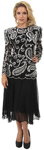 Tea Length Mother of the Bride Sequined Formal Dress