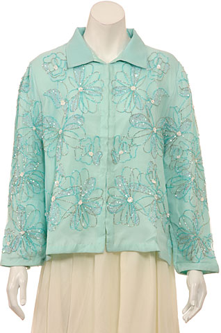 Flower Sequin Designed Long Sleeve Jacket